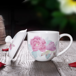 女士专用茶杯，白如玉薄如纸，精致手绘艺术瓷