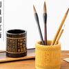 中式竹子毛笔笔筒木质创意高档摆件复古中国古风，笔架办公室桌面现