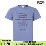RE DONE 24春夏女士多国语言印花灰蓝色休闲宽松短袖T恤