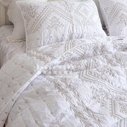 欧式出口复古刺绣，纯棉绗缝被三件套纯色，衍缝榻榻米床盖