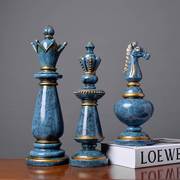 欧式复古黑白国际象棋，家居摆件美式家居装饰品软装书房客厅摆设