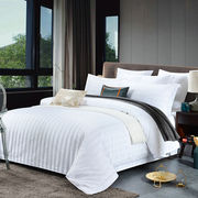 卡玛奴五星级全棉宾馆四件套纯棉，白色酒店床上用品，缎条加厚套件支