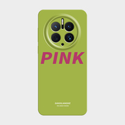 PINK简约英文ins风适用华为mate60pro手机壳女mate50菲林壳小米13红米k60创意个性oppo/vivo苹果15全包