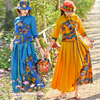 时尚民族风女装春夏季复古棉麻衬衫半身裙，两件套云南旅游度假