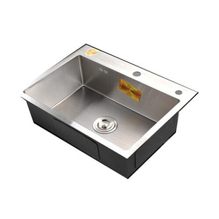 304不锈钢洗菜盆手工槽单盆厨房水槽单槽拉丝加厚上下水池盆