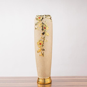 60cm 落地大号大陶瓷 摆件陶瓷花瓶欧式客厅电视柜玄关金色插花。