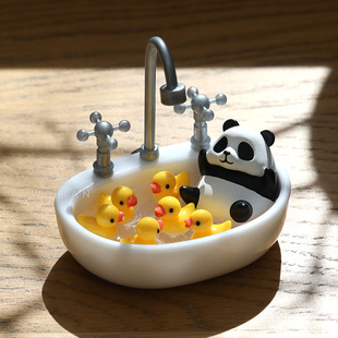 2024成都熊猫洗澡冰箱贴磁贴小黄鸭文创创意高级感网红磁铁