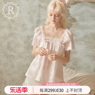 RoseTree公主风睡衣女款夏季纯棉短袖蕾丝甜美纯欲风家居服套装