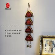 中式复古门上装饰品挂件铃铛，鱼小饰品室内墙上过道古典实木壁饰