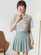 奥特莱斯牌折扣女装，尾货夏季深圳南油趣味图案刺绣蕾丝衫