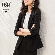OSA欧莎黑色西装外套女春装2021年OL职业正装小西服上衣薄款