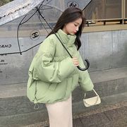 绿色棉衣女短款2023韩系羽绒，棉服小个子冬季面包服棉袄外套