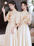 中式伴娘服2023夏季姐妹团，礼服小个子平时可穿国风旗袍伴娘裙