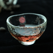 日本进口津轻耐热槌纹玻璃酒盅小酒杯清酒杯茶杯不规则复古玻璃杯