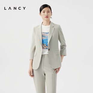 LANCY/朗姿2024夏季职业通勤长袖西装外套女收腰正肩简约高端