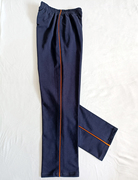 B135男女校服裤子藏蓝色运动直筒裤一道细橘色杠杭州学军中学校裤