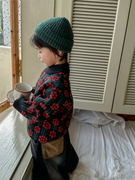 暮晨家冬装2023男童半高领花朵毛线衣(毛线衣，)中小童森系复古毛衣外套
