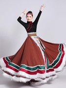 藏族舞蹈演出服装女大码上衣，半身长裙大摆裙舞蹈服练习裙