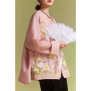 素木复古刺绣欧根纱，外套女春季新中式大码女装2024年气质上衣