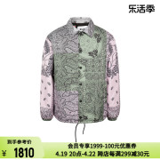 MSGM粉色/绿色/灰色拼色印花设计男士单排扣休闲夹克外套