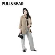 pull&bear女装红色，驼色大衣女士大衣长袖秋冬秋冬四季防风外套