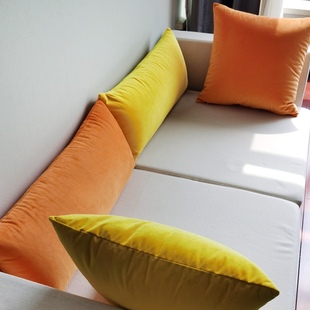 床头长靠枕客厅沙发靠垫，简约风纯色，样板房长条枕抱枕飘窗靠背腰枕