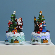 圣诞装饰品摆件节树音乐礼物发光房子树脂创意八音盒老人雪人场景