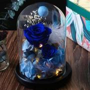 小王子玫瑰一朵单支永生花玻璃罩礼E盒装蓝色妖姬生日情人节礼物