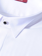 威可白色长袖衬衫男69.8棉，26.8锦纶翼领法式袖扣修身四季衬衣