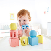 Hape几何摇铃玩具婴儿组合套0-1岁手抓宝宝儿童大米材质大块积木