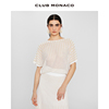 clubmonaco女装镂空设计感清凉蝙蝠袖，条纹针织短袖罩衫