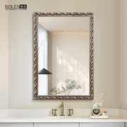 欧式实木卫浴镜子壁挂浴室镜卫生间镜子装饰镜厕所洗漱台镜