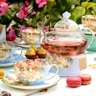 水果茶壶花茶杯套装家用蜡烛，茶具欧式下午茶，加厚耐热玻璃花草茶壶