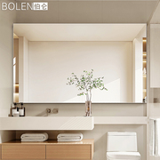 bolen直角无框浴室镜卫生间洗手间镜子，挂墙卫浴镜家用免打孔贴墙
