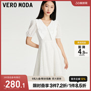 Vero Moda连衣裙2023夏季优雅甜美泡泡袖蕾丝娃娃领五分袖