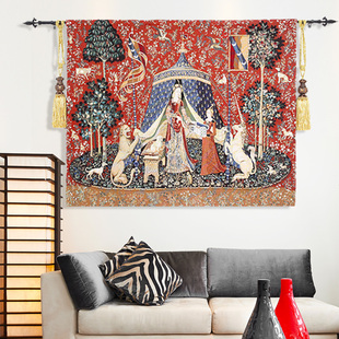 比利时挂毯高档艺术壁毯 欧式复古别墅背景墙装饰布艺挂画 贵妇人