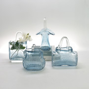 私人定制手工气泡玻璃透明手提包包花瓶花篮装饰摆件水培简约花器