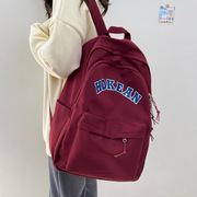 高中生背包女款简易入学书包，高中女生高颜值大容量初中生双肩红色