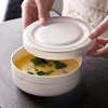 隔水炖碗蒸蛋碗带盖碗盘子保鲜碗，金边陶瓷碗饭盒微波炉骨瓷泡面碗