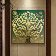 金箔画东南亚泰式油画，挂画客厅玄关，走廊吉祥菩提树装饰画