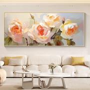 网红花开富贵客厅挂画新中式，沙发背景墙牡丹花装饰画，横幅花卉高档