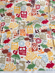 孤品私藏日本订单棉麻布料 森系猫头鹰 手工布包桌布抱枕面料