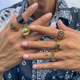 男士6件套复古戒指套装 欧美夏季万圣节搞怪嘻哈风格指环组合