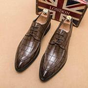 男士小皮鞋英伦流行内增高商务正装休闲系带，尖头男鞋子德比鞋