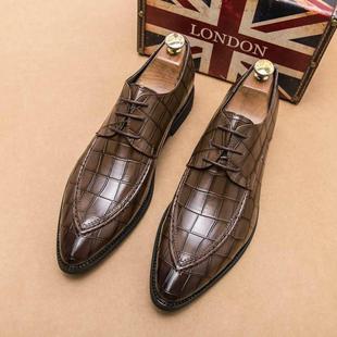 男士小皮鞋英伦流行内增高商务，正装休闲系带尖头男鞋子德比鞋