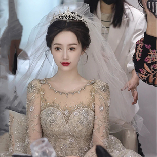 新娘头饰韩式大气闪钻水晶公主，王冠发箍结婚纱礼服造型配饰品