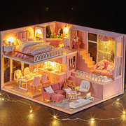 ins小房子床diy小屋别墅，少女暖暖小时光木质，手工拼装公主模型玩具