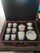 功夫茶具套装三才家用办公泡茶盖碗品茗茶杯，6人陶瓷手绘整套茶具