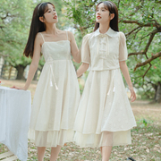 姐妹闺蜜装两件套装，连衣裙夏季少女温柔汉服，元素改良日常旗袍裙子