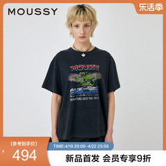 MOUSSY美式复古摇滚街头短袖T恤